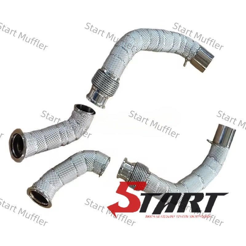 EDM-3 Factory High Flow Exhaust Downpipe for BMW M5 F10 F90 Downpipe With Heat Shield Stainless Steel