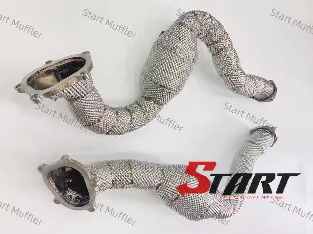 EDA-3 High Flow Stainless Steel Racing Exhaust Super System for Audi S6 S7 RS6 RS7 C7 2013-2015 4.0T Catless Downpipe with Heat Shield