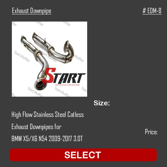 EDM-8 High Flow Stainless Steel Catless Exhaust Downpipes for BMW X5/X6 N54 2009-2017 3.0T