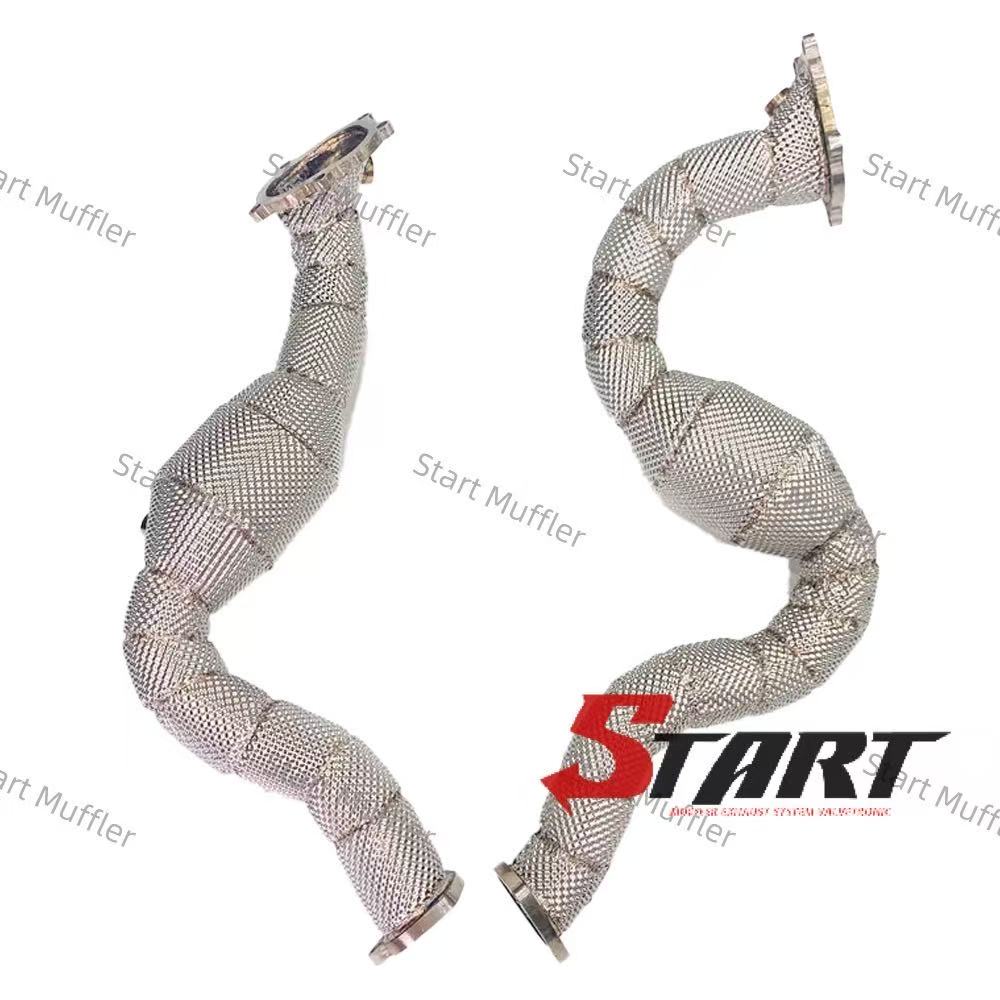 EDA-3 High Flow Stainless Steel Racing Exhaust Super System for Audi S6 S7 RS6 RS7 C7 2013-2015 4.0T Catless Downpipe with Heat Shield