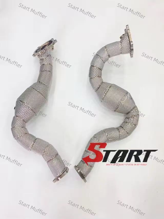 EDA-3 High Flow Stainless Steel Racing Exhaust Super System for Audi S6 S7 RS6 RS7 C7 2013-2015 4.0T Catless Downpipe with Heat Shield